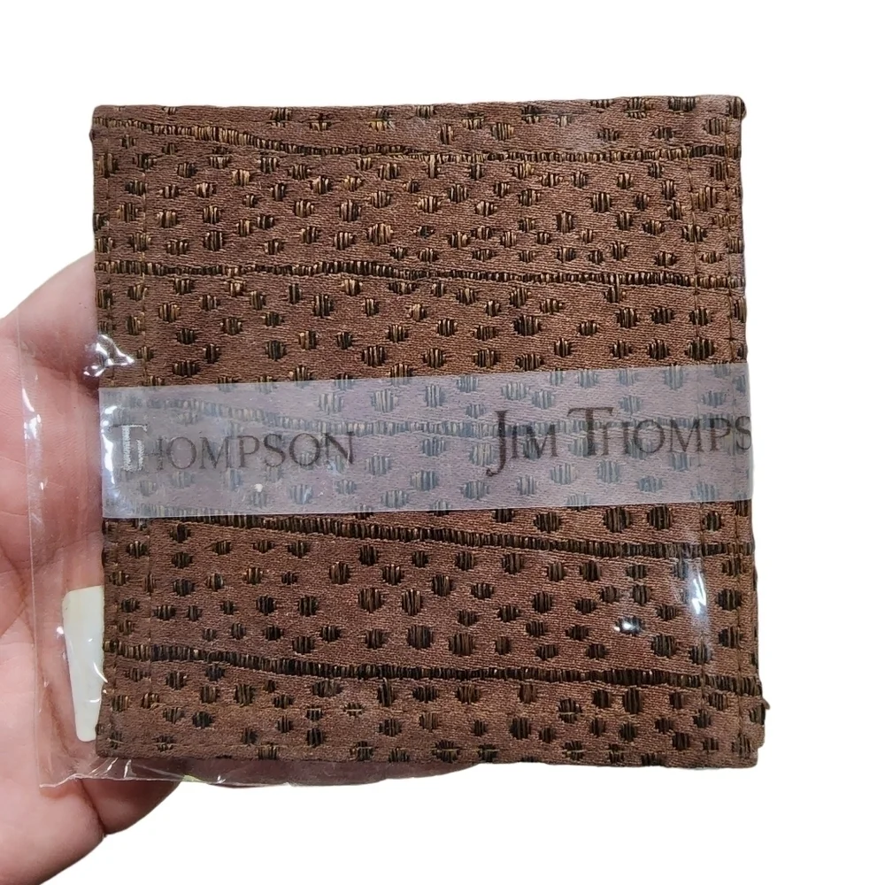 Jim Thompson Silk Coasters set of 2 Brown Black Gold Signed